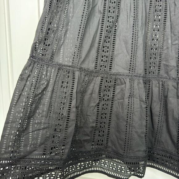 Velvet Margaret V-Neck Broderie Anglaise Mini Dress Black Size Medium - Picture 4 of 10